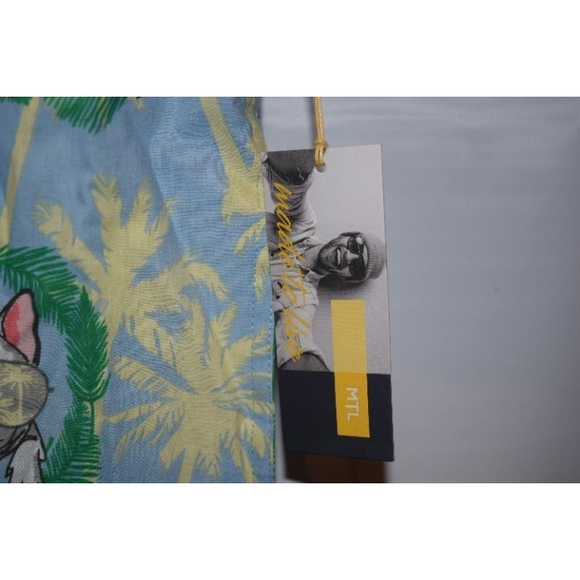 Bulldog with sunglasses & palm trees hawaiian shirt made to live size s slim fit - Picture 4 of 8